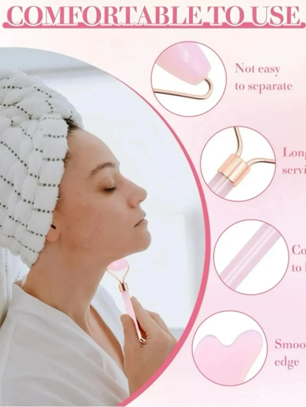 Sephora Rose Quartz Facial Roller - Light Pink